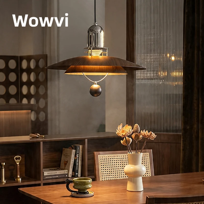 Wowvi Industrial Vintage Walnut-Print Iron Chandelier Chrome Hanging Light Metal Pendant Lamp Kitchen Restaurant Bar Decor