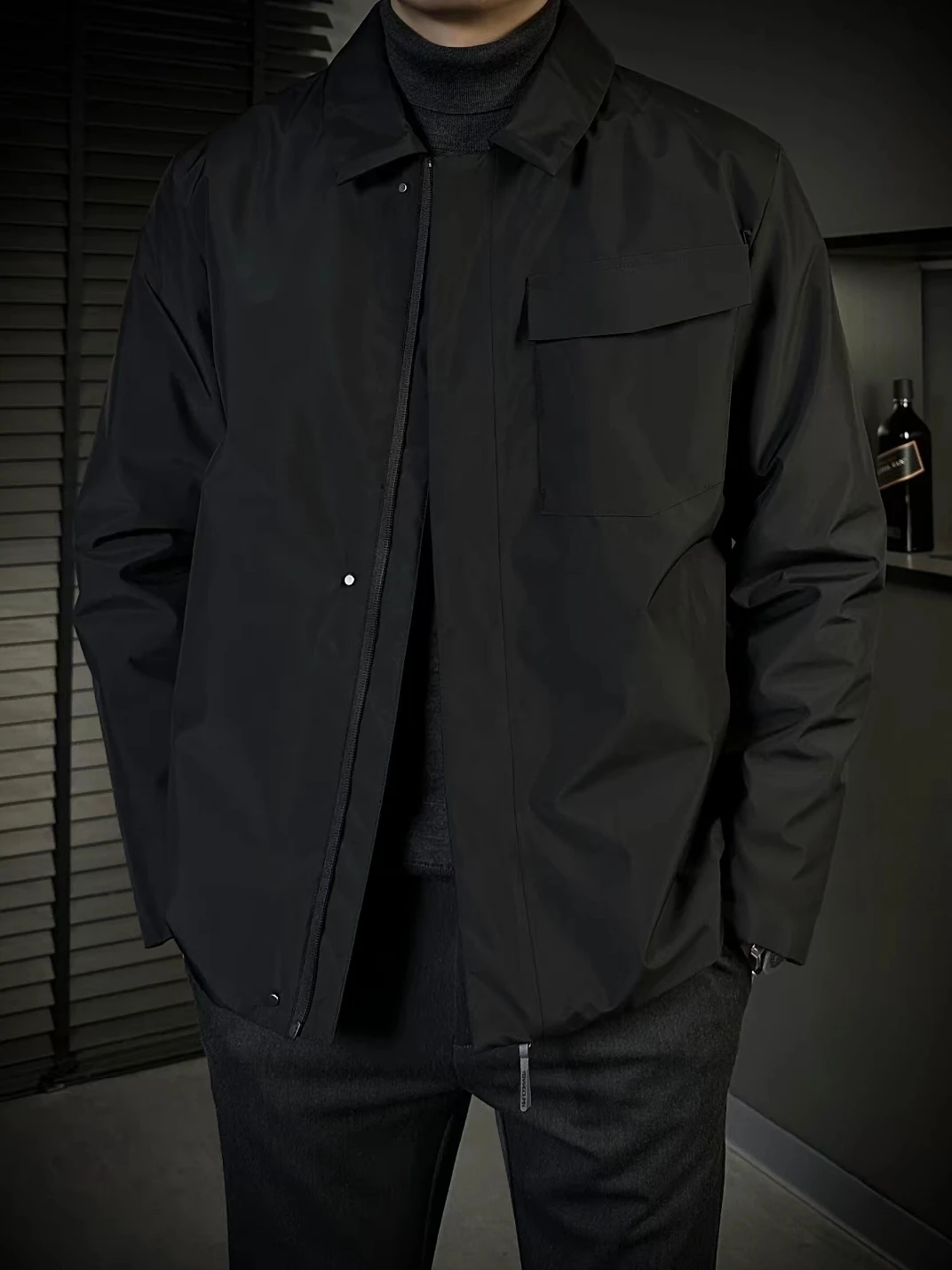 

Высококачественная мужская повседневная куртка-бомбер с воротником-стойкой, осенне-зимняя, модная, элегантная, приталенная, с длинными рукавами и молнией