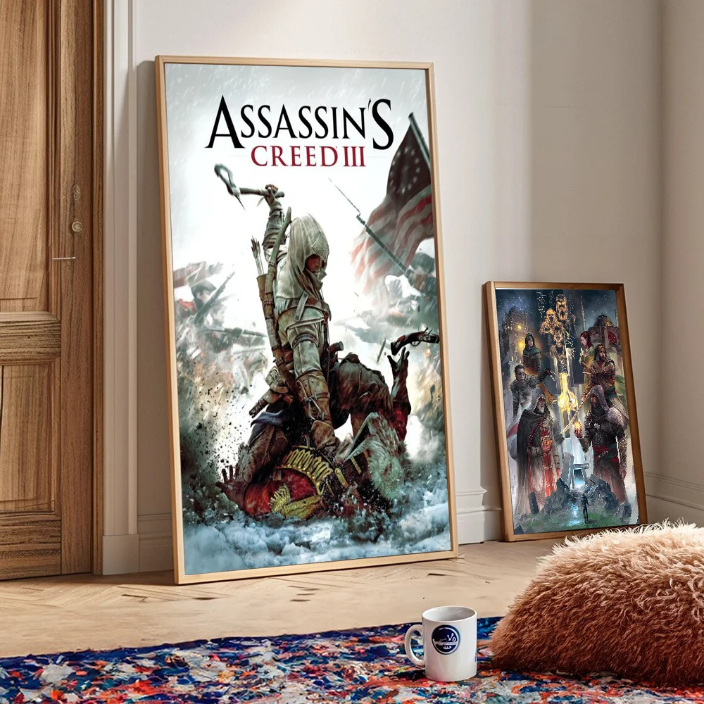 Assassins Creed game  Classic Vintage Posters Decoracion Painting Wall Art White Kraft Paper Kawaii Room Decor