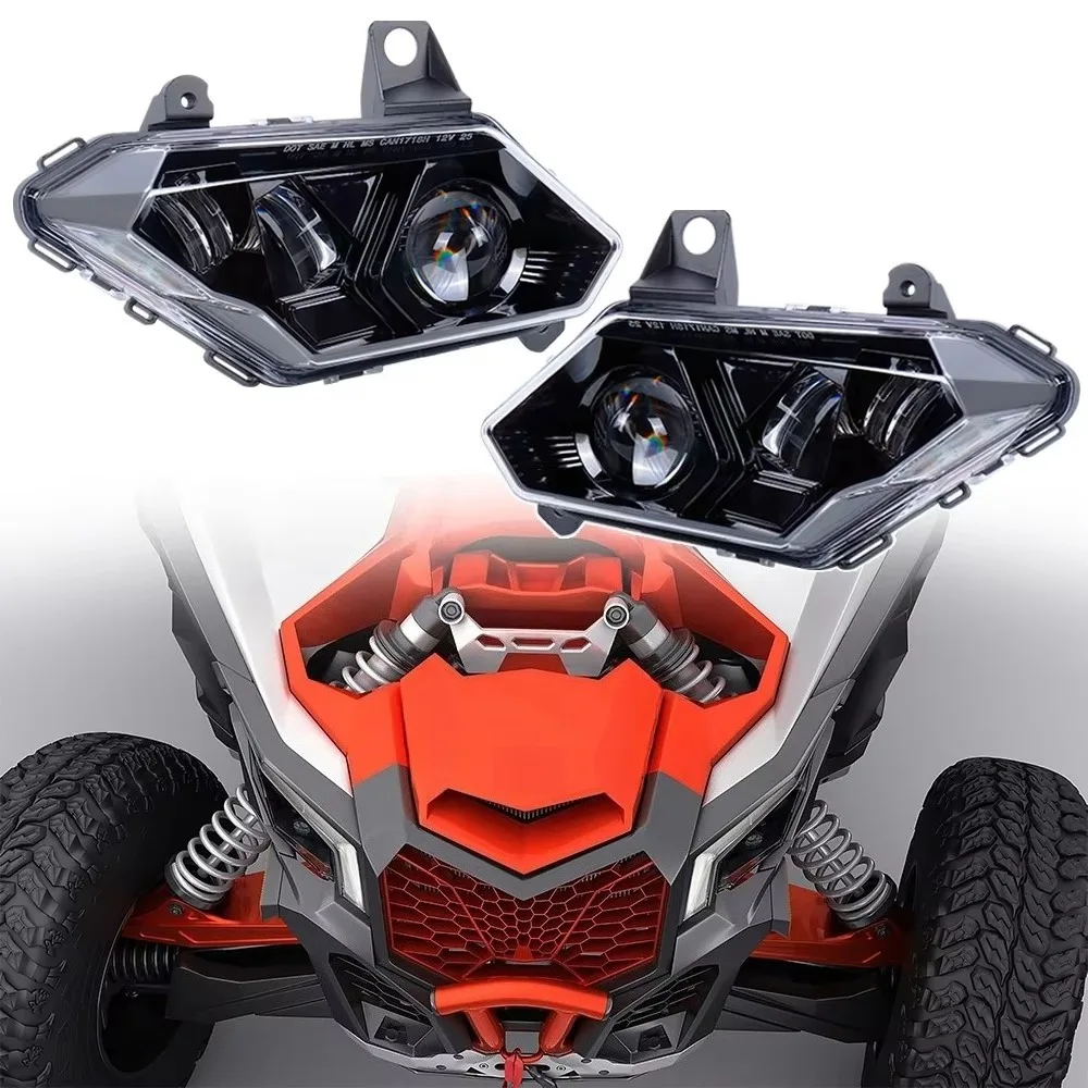 DOT Approved UTV ATV Parts LED Headlight For 2017-2025 Can-Am Maverick X3 Turbo R Max XDS XRS Powersports Hi/Low Beam Headlights