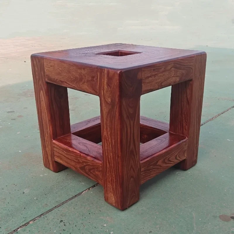 Square speaker base with speaker bottom outlet holes, elm wood solid wood stand, floor stand, speaker support frame