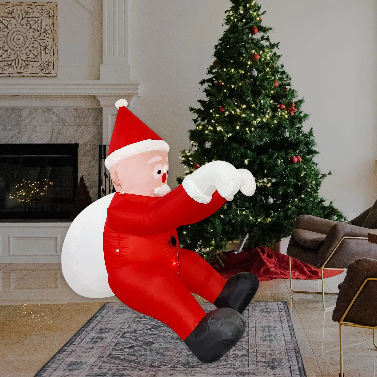 

Christmas Inflatable Santa Outdoor Decoration Holiday Gift with LED Lights Climbing Santa for Patio Party Yard Holiday Backyard