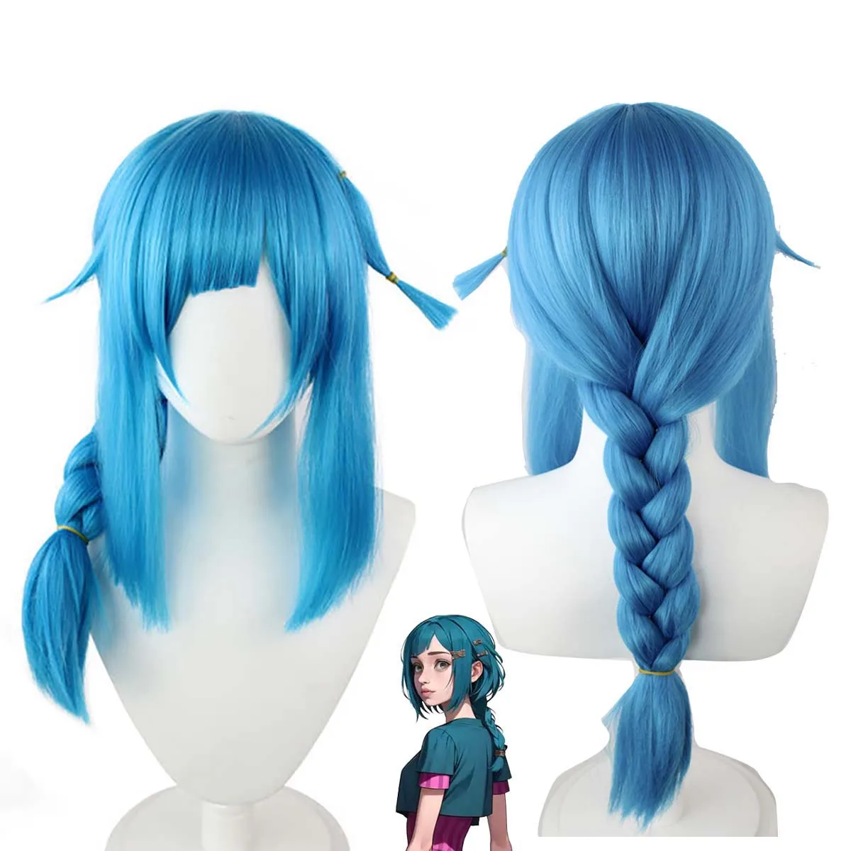 أزياء الهالوين League of Legends Arcane Jinx التأثيرية أو شعر مستعار