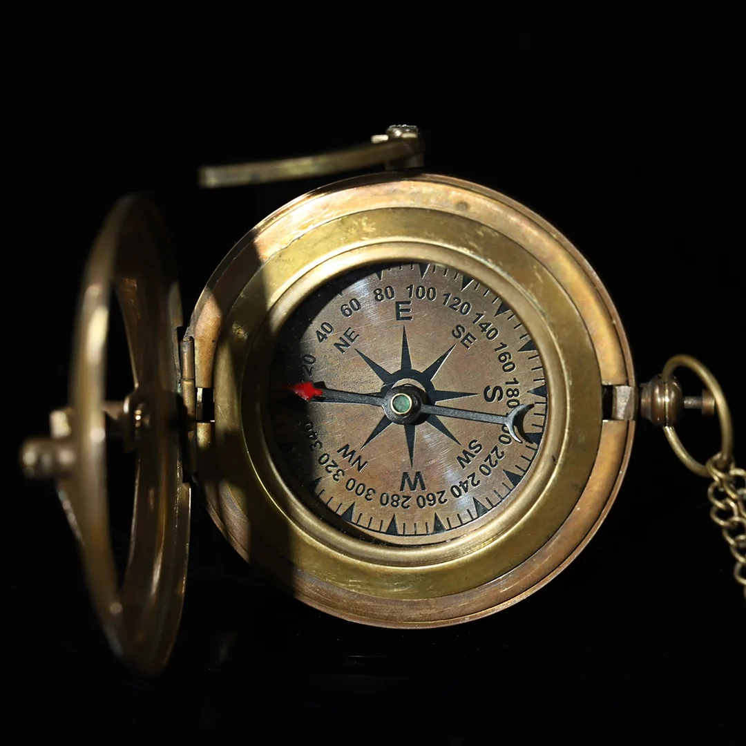 19 Century Single Opening Pure Copper Pocket Watch Compass Normal Working 60x48x20mm 69grams/