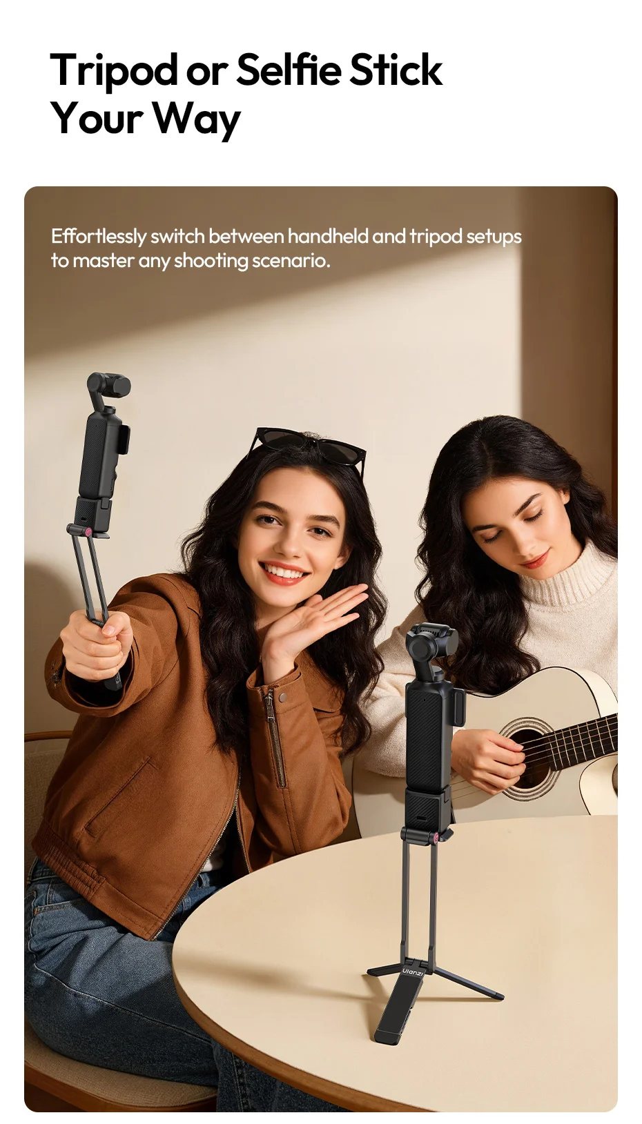� Ulanzi MA66 Magnetisches Schnellwechsel-Stativ für DJI Pocket 4/4p/3, faltbarer Selfie-Stick-Griff-Stativ mit verstecktem Haken für Reisen – Detail 7