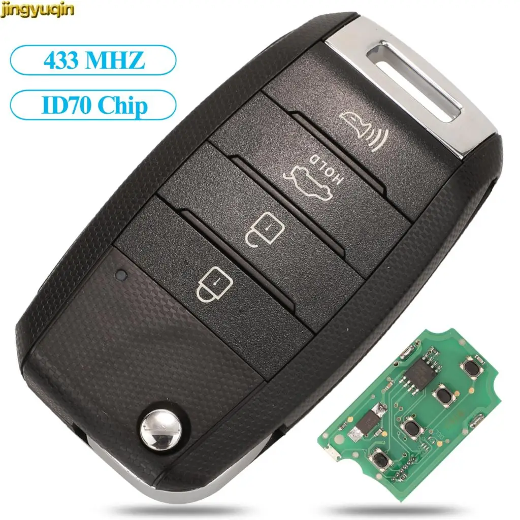 Jingyuqin Remote Car Key Control 433Mhz ID70 Chip For KIA K3 K2 K5 Rio Sorento Carens Cerato Forte Auto Key OSLOKA-875T 4 Button