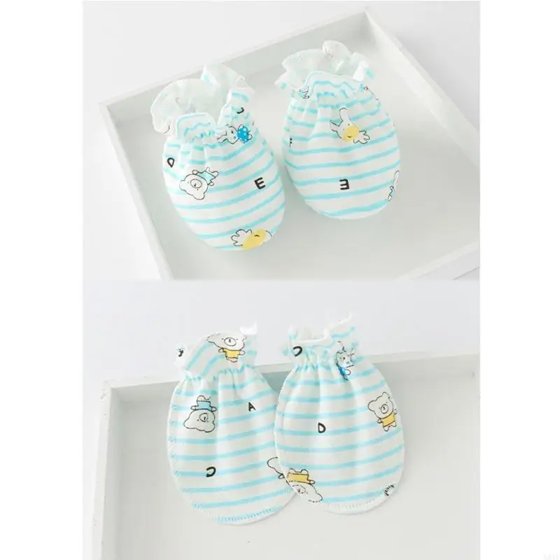 

581F детские варежки с мультяшным принтом, перчатки против царапин, варежки без царапин, милый чехол для ног, тюрбан, шапочка,