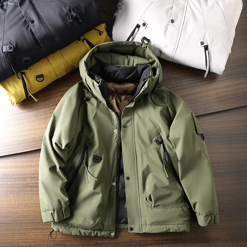 Home Outdoor Function! Heat Reflection inside! Men's Winter Thick Warm Windproof Waterproof Hood Cotton-padded jacket Tide