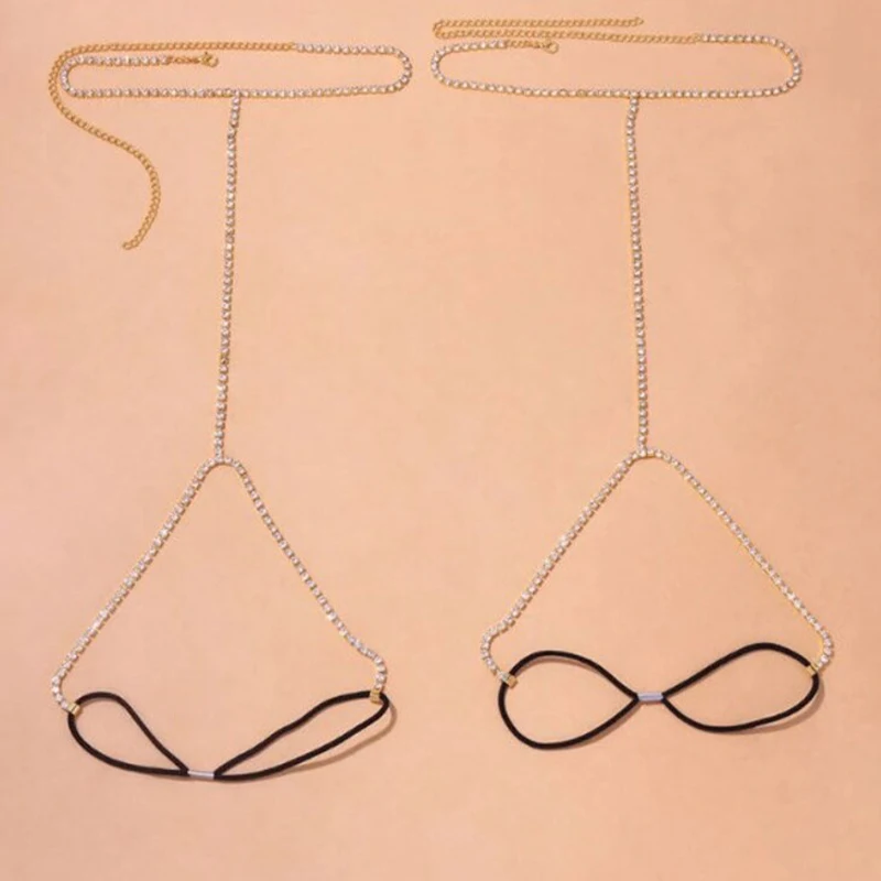 الهذيان 2 قطعة/المجموعة بسيطة الفخذ سلسلة كريستال الجسم مجوهرات للنساء مثير حجر الراين الفخذ الساق سلسلة بلينغ تسخير البيكينيات