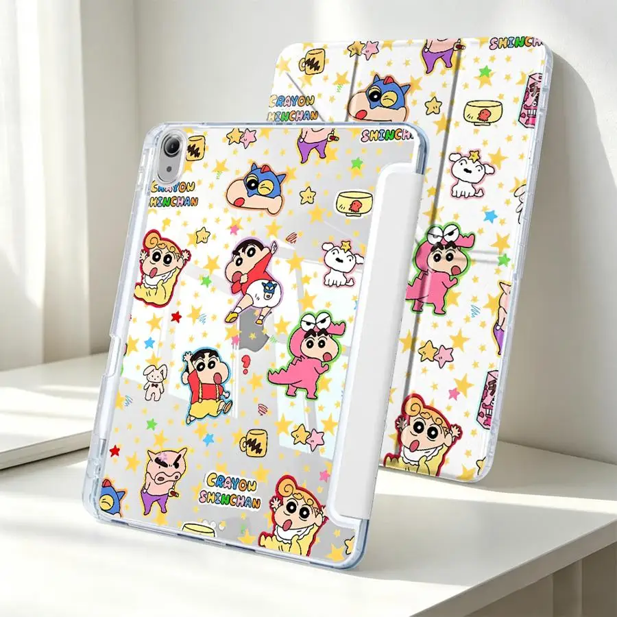 Crayon Shin-chan Cute With Pen Slot Cover Tablet Case For Samsung Galaxy Tab S8 S9 Plus A8 A9 Plus S10 Lite S7 FE A11