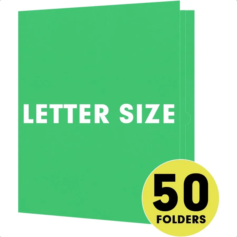 مجلد جيبين 50 عبوة من مجلدات الجيب تناسب حجم الرسالة مجلدات الورق الورقية مع جيوب للمكتب المدرسي Busin Home Green