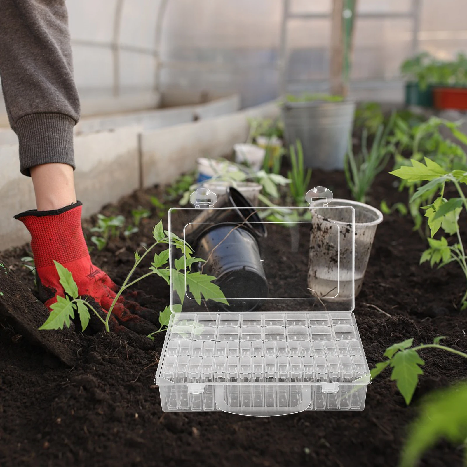 

1Set Seed Storage Box Transparent Plastic Small Seeds Organizer for Garden Vegetable Fruits Efficient Portable Divided Storage