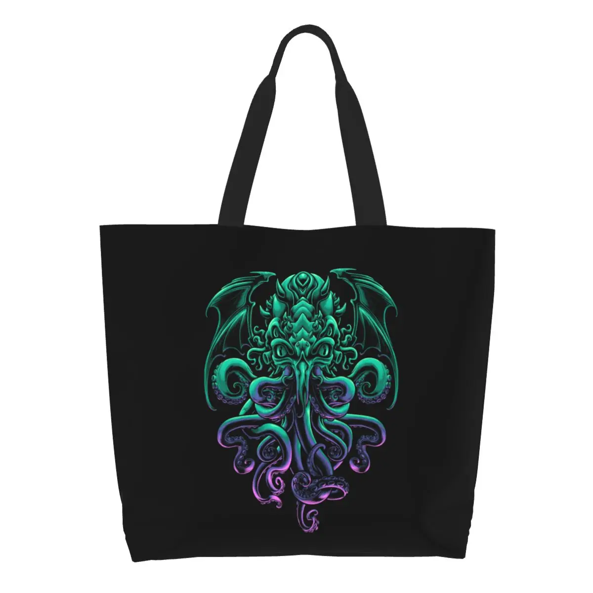 Reusable Cool H.P. Lovecraft Cthulhu Shopping Bag Shoulder Canvas Tote Bag Portable The Old God of R'lyeh Groceries Shopper Bags