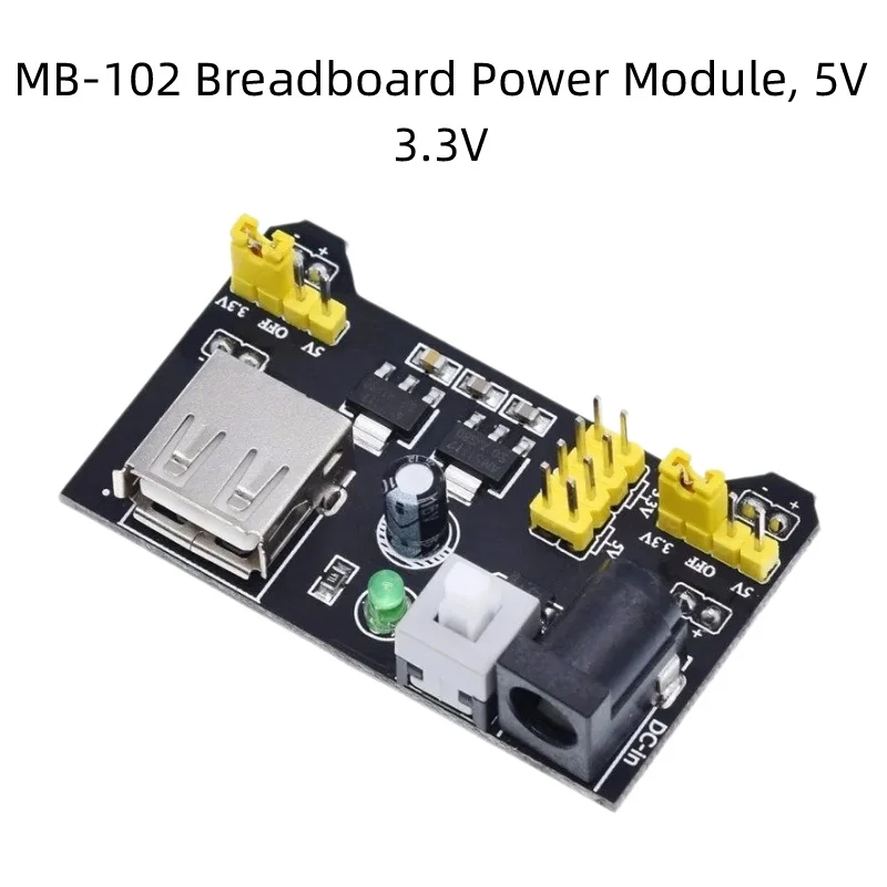 MB-102 Breadboard Power Supply Module 5V 3.3V DC Voltage Regulator Module for Arduino Experimental Breadboard
