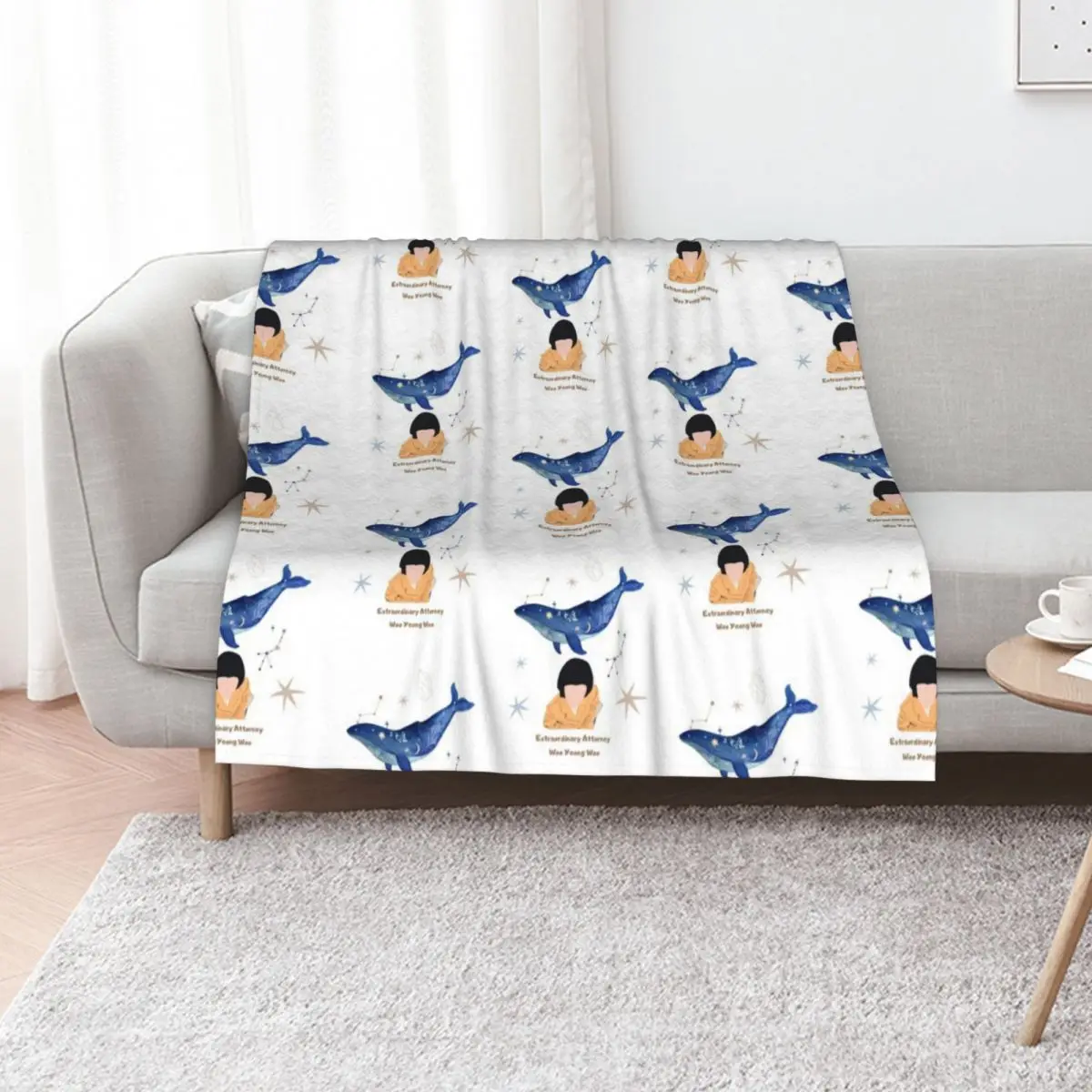extraordinary attorney Woo Yong Woo & whale background Throw Blanket Hairy Bed covers Sofa Throw Blankets