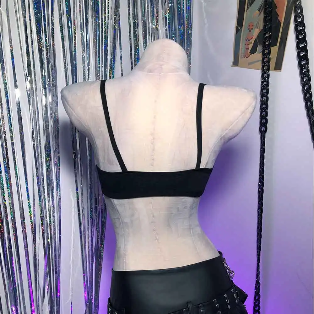 Harajuku Gotico E-Girls Teschio Goth Y2K Halter Canotta TOP Trendy Club Wear Eco anni '90 Punk Rock Emo Fai da te Kawaii Grunge Cross