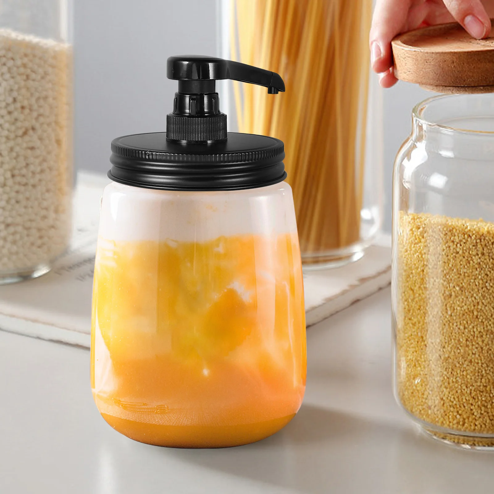 

Syrup Pump Dispenser for Kitchen Jar Sauce Honey Lotion Bottle - Easy No Mess Reusable Bpa Free Plastic Pump