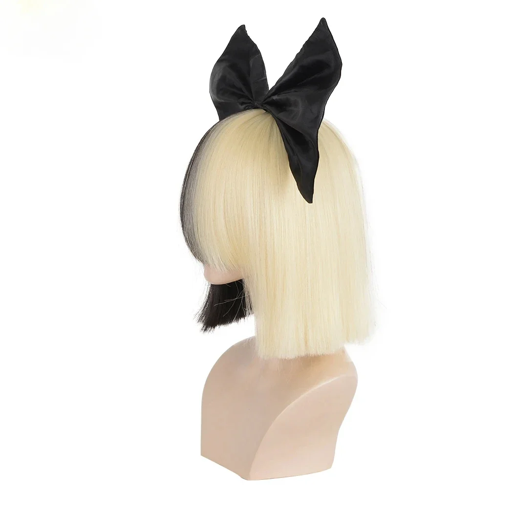 Fashion Short Women Straight SIA Cosplay Black Blonde Bob Wigs Adult Synthetic Heat Resistant Hair Halloween Accessories Props