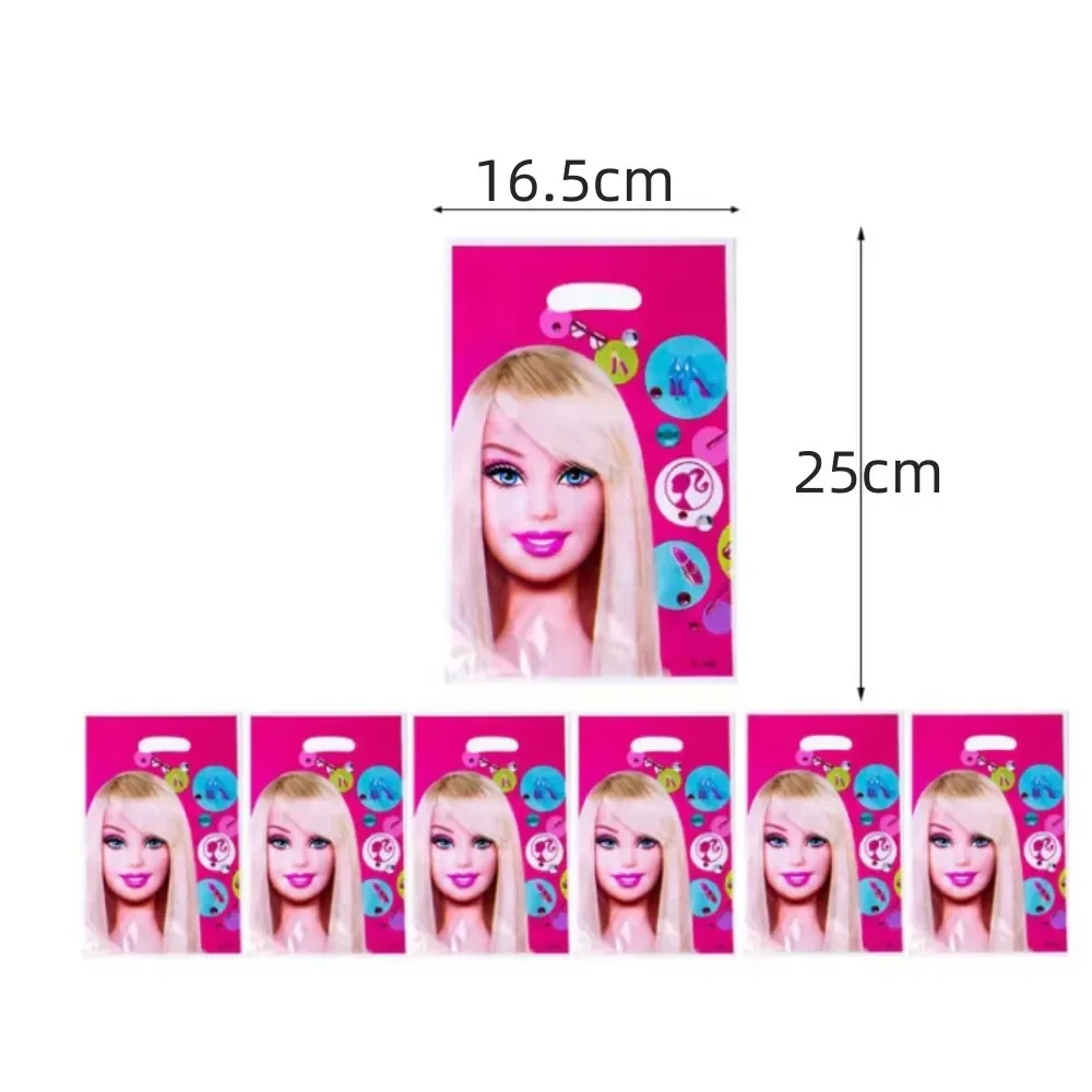 Barbie Gifts Bags Party Decor Kids Favors Barbi Princess Theme 10pcs/lot Plastic Loot Bags Happy Birthday Decorations Gifts Bags