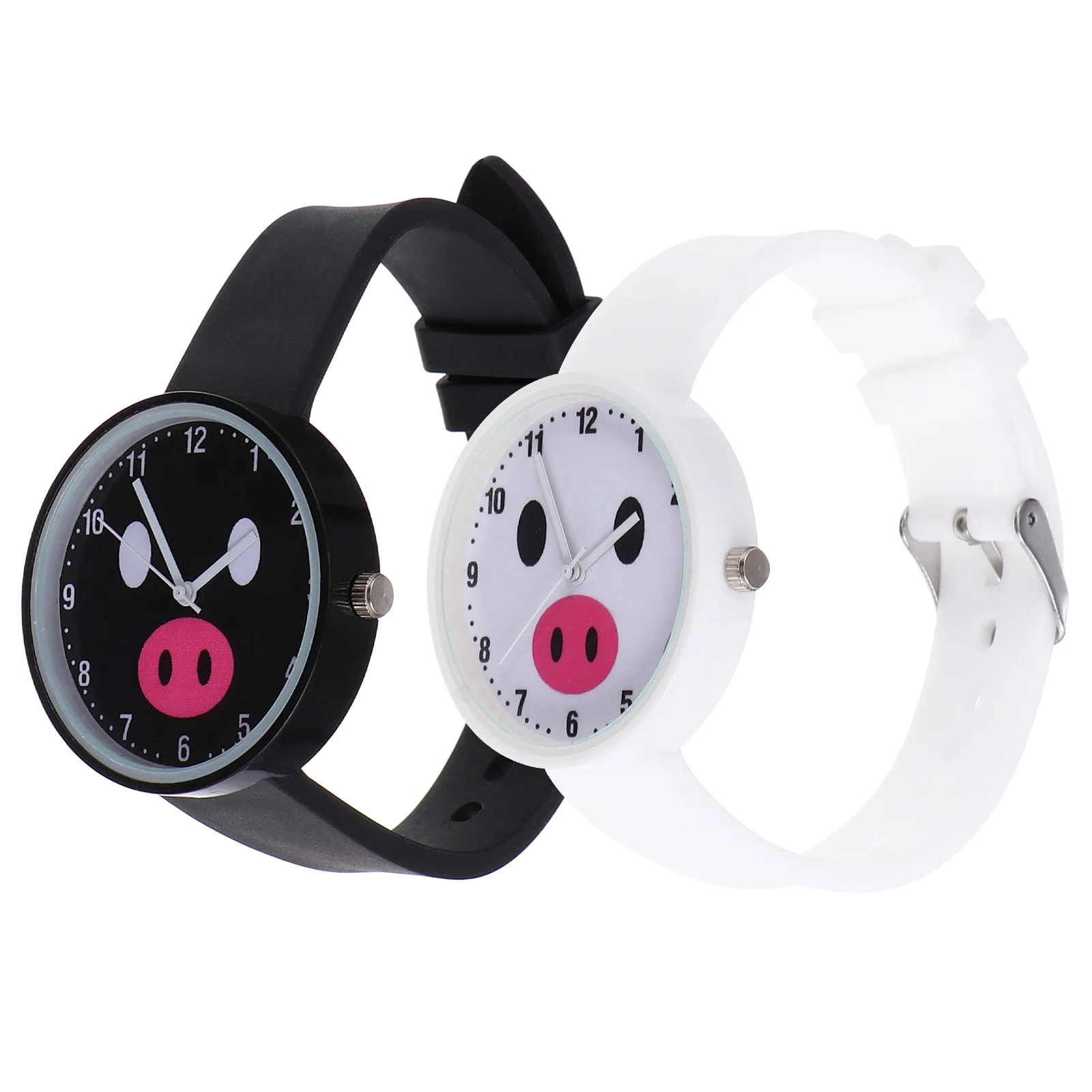 Orologio in silicone da 2 pezzi, design simpatico cartone animato, movimento al quarzo impermeabile per un regalo di compleanno da indossare ogni giorno