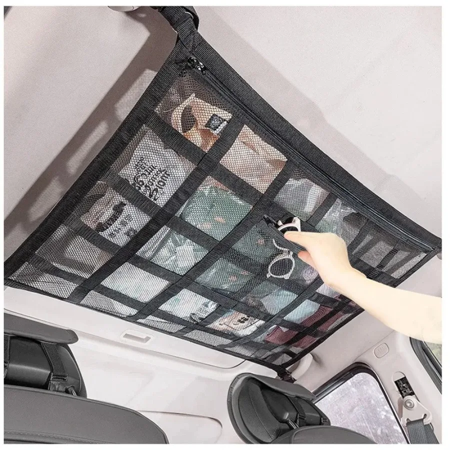 30 Grid Storage Bag Double-layer Car Roof Mesh Bag Storage Bag Car String Bag Backrest Storage Storage Bag Hanging