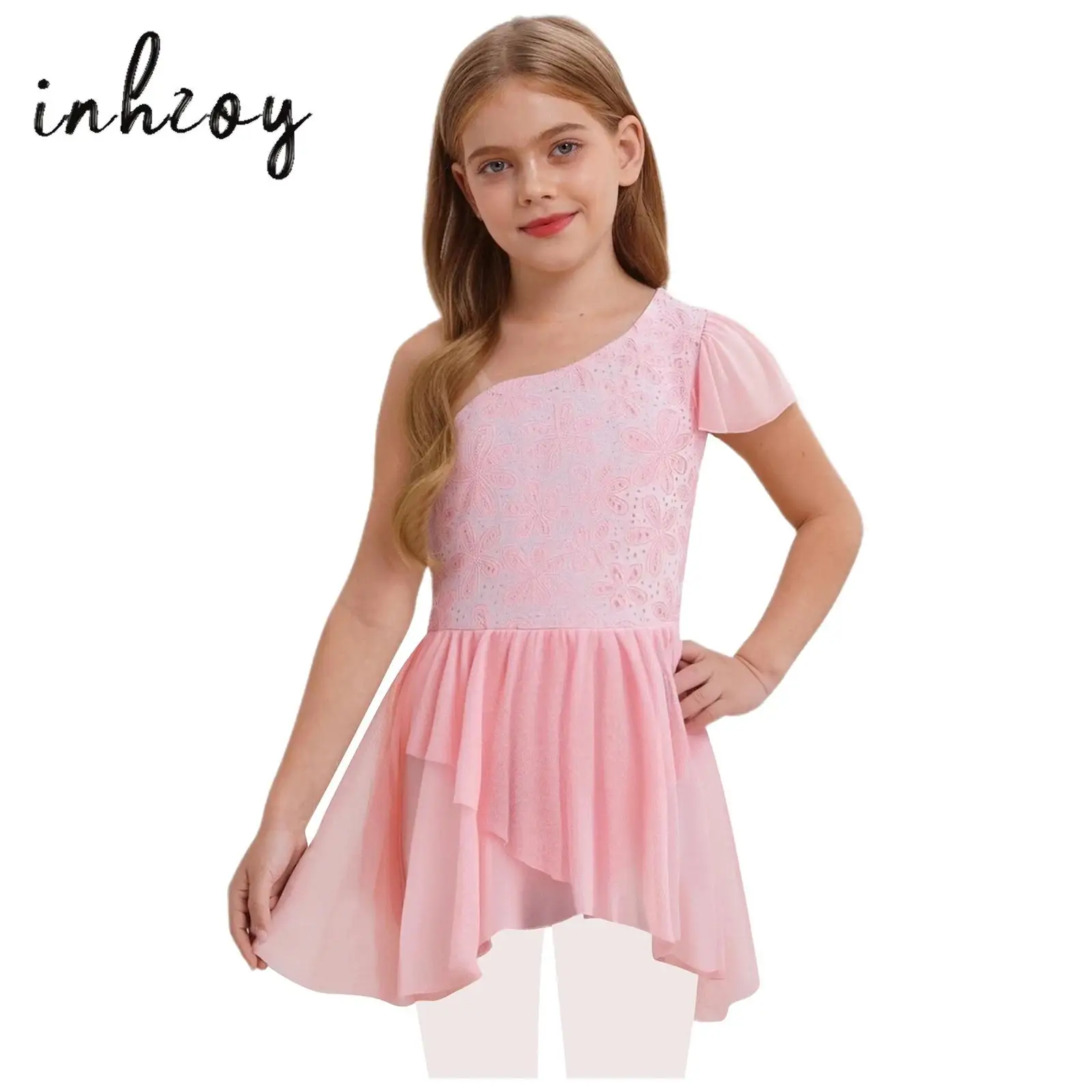 

Kids Girls Ballet Tutu Dresses Spaghetti Straps Floral Lace Leotard Dress for Figure Skating Latin Lyrical Dancing Performance