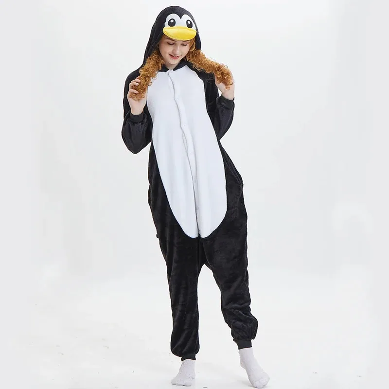

Anime Cosplay Black Penguin Onesies Unisex Winter Adults Flannel Sleepwear Women Men Halloween Anime Costumes Animal Cartoo 72th