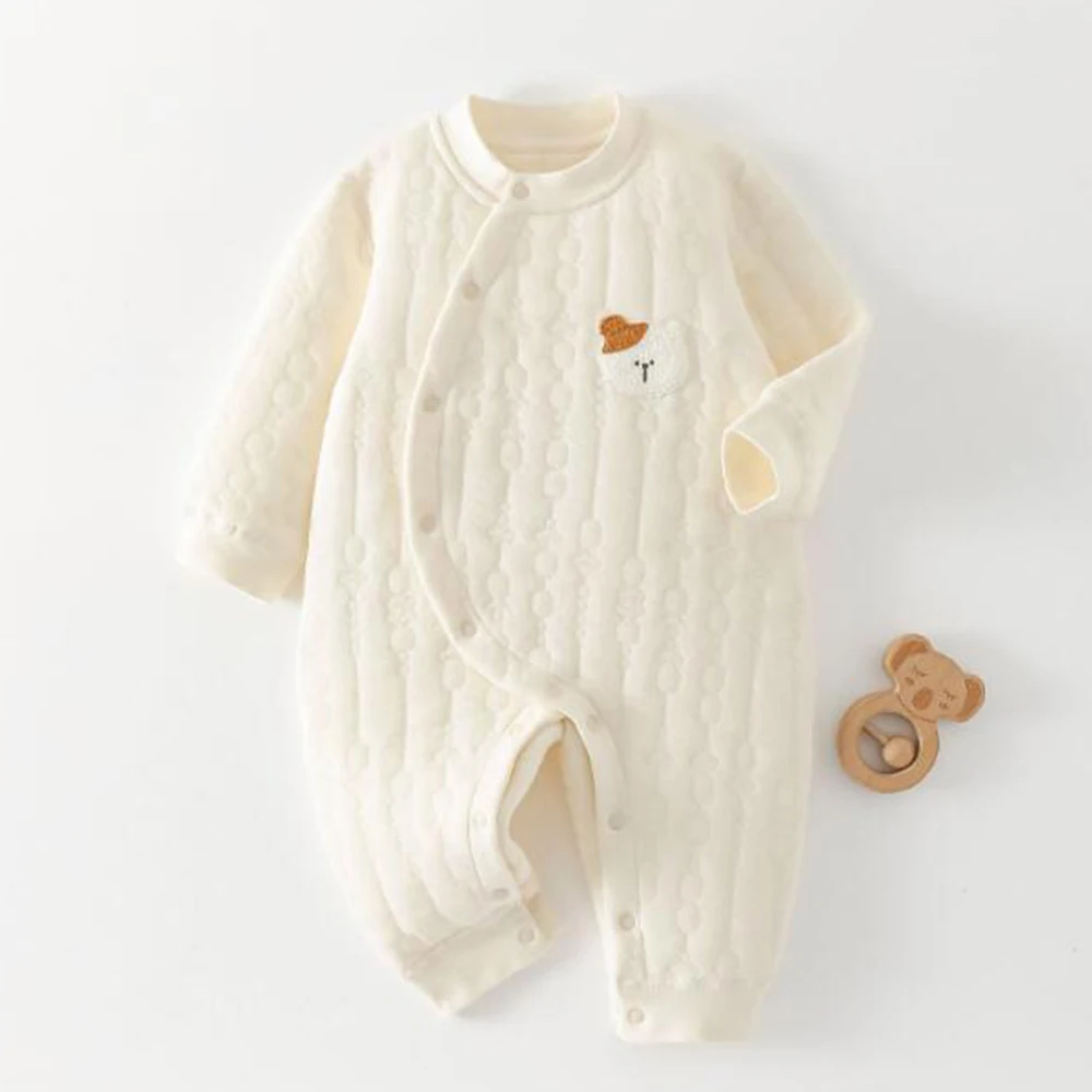 2026 New Christmas Baby Jumpsuit Quilted Warm Autumn Winter Baby Girl Rompers Long Sleeve Thanksgiving Infant Boys Clothes