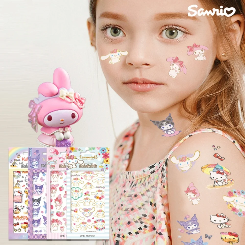 Véritable Sanrio décalcomanies autocollants mignons Hello Kitty Kuromi mélodie téléphone portable valise ordinateur portable réfrigérateur autocollant mural filles cadeaux