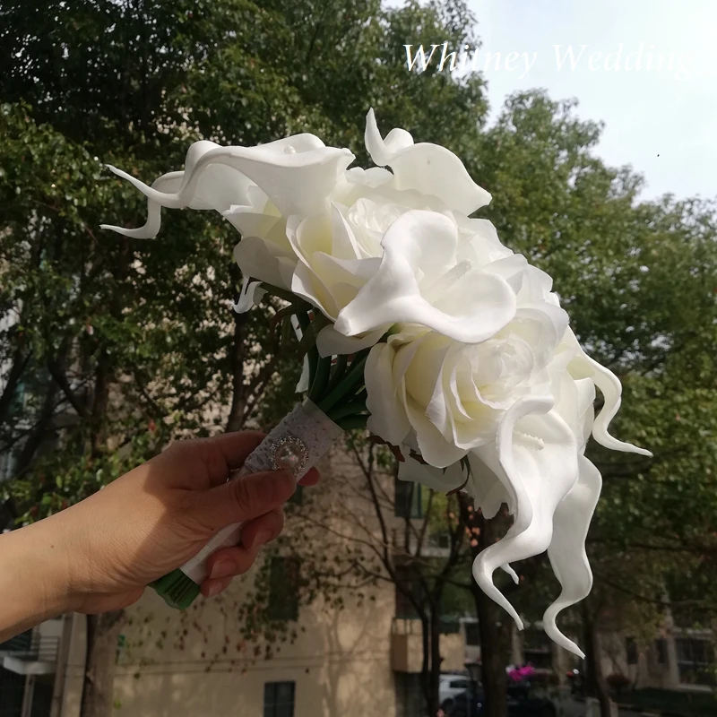 Bouquet de Fleurs Rondes Blanches pour Mariage, Simple, au Toucher Réel, Décoration pour Patients de Demoiselle d'Honneur