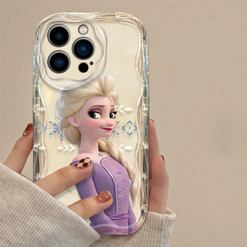 Disney Frozen Elsa Princess Phone case For Apple iPhone 15 14 13 12 11 Pro X XR XS Max Plus 8 7 Plus SE Wave Oil Cover