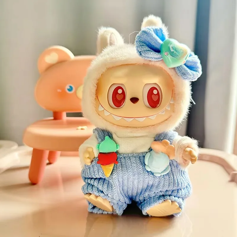 17 cm mignon Mini peluche poupée vêtements tenue accessoires pour corée Kpop Exo Labubu II idole poupées jupe salopette costume vêtements bricolage