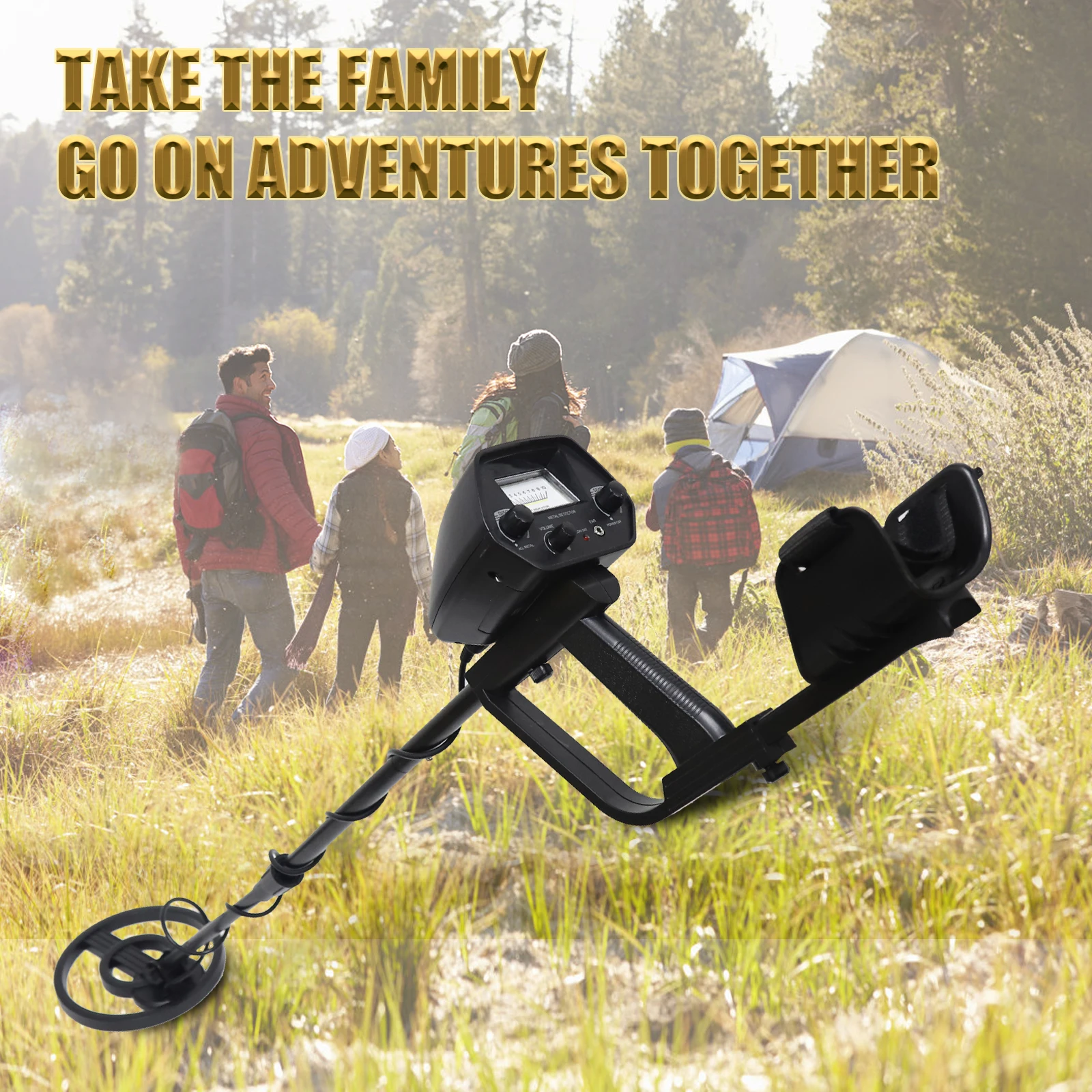 Metal Detector Treasure Hunter Kit with Shovel Rake Bag Accurate Coin Jewelry Metal Detecting Equipment - Batteries Not Included