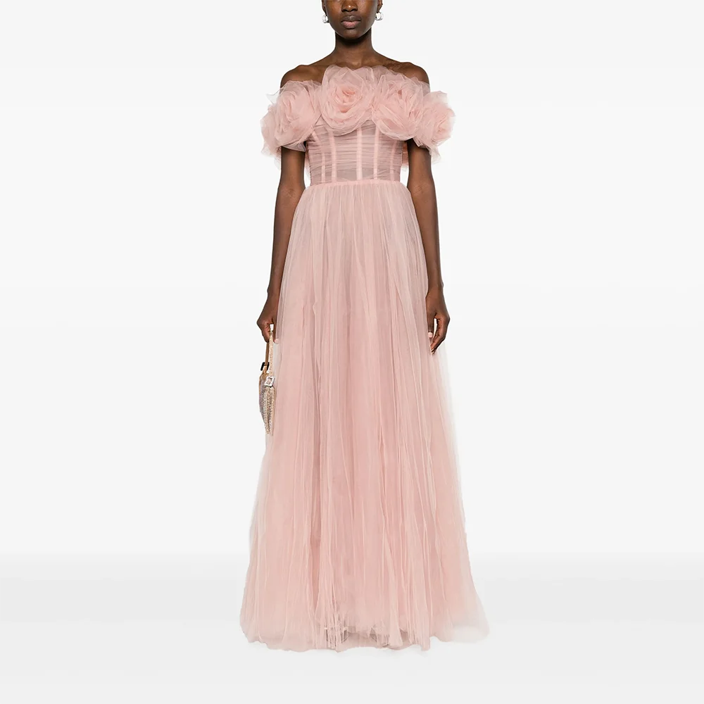 

Simple Evening Dresses Off The Shoulder Short Sleeves A-line Evening Gowns Elegant Floor Length Prom Dresses Customized 2026