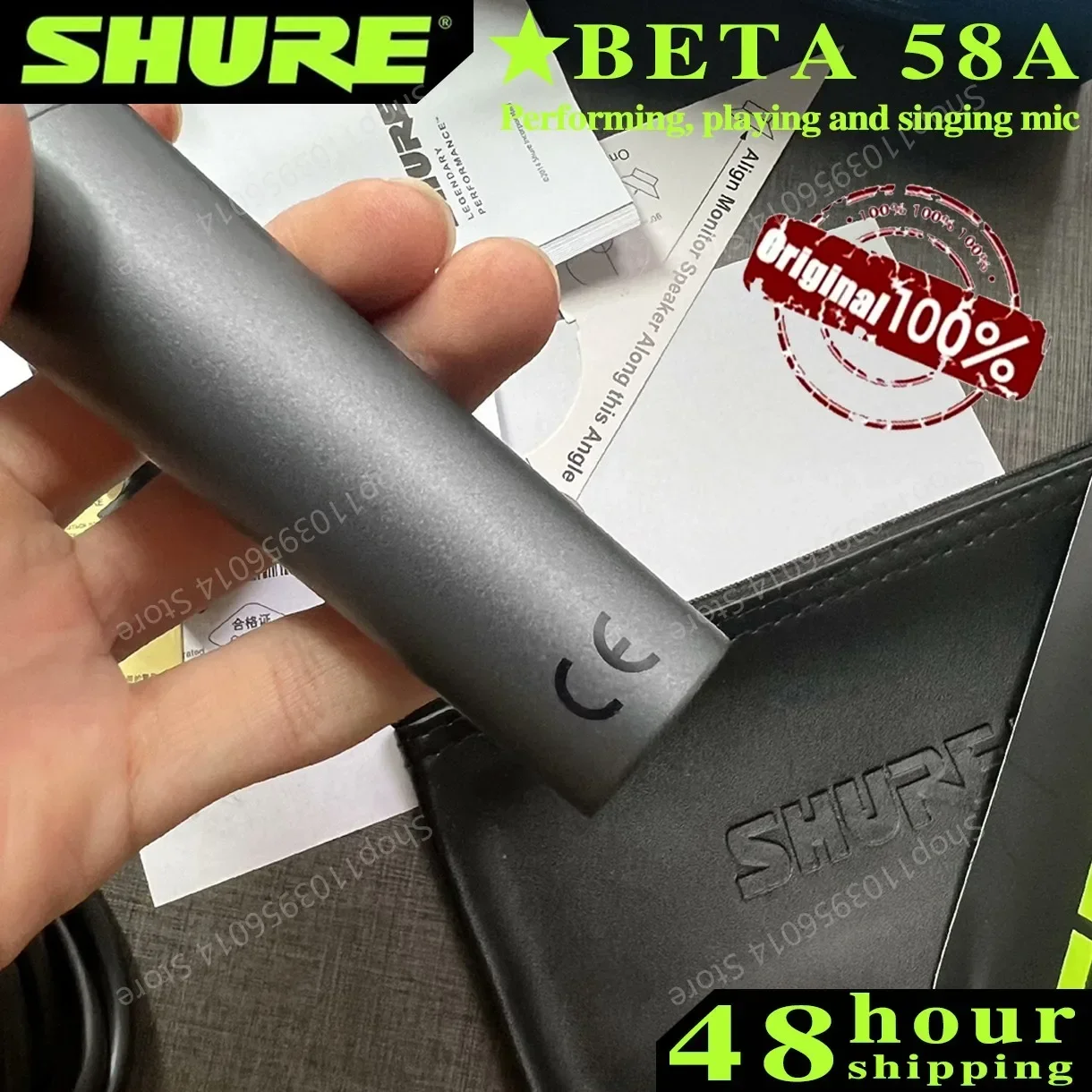 Original SHURE Beta 58A Dynamic Microphone Professional Wired Vocal Microphone for Singing Stage Karaoke Studio Computer Gaming