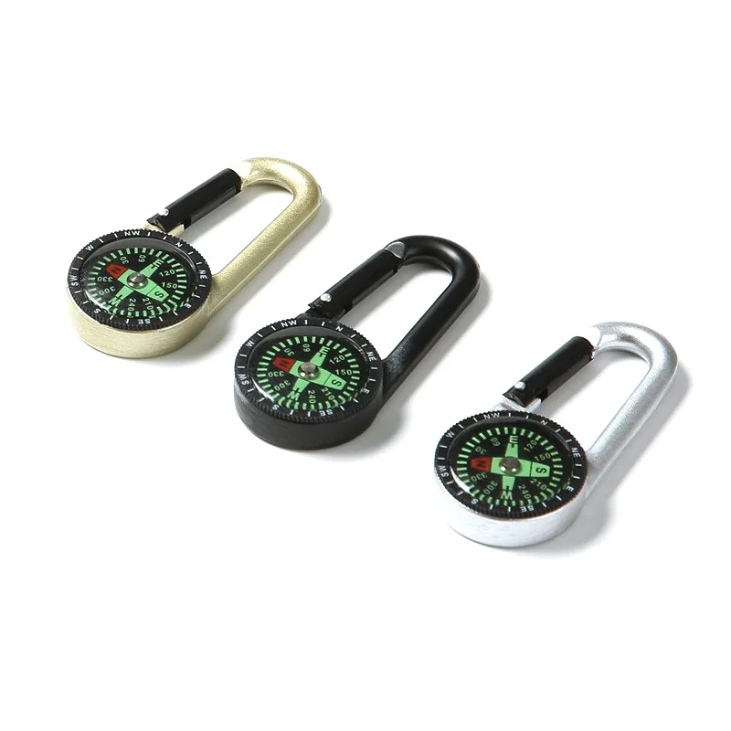 2-in-1 Metal Keychain with Compass, Carabiner, Multifunctional Outdoor Survival Gear for Hiking, Camping, Emergency view 5