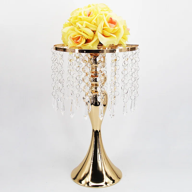 New Gold Silver Candle Holders Flowers Vase Crystal Tray Road Lead Candelabra Centerpieces Wedding Porps Holiday Home Decoration