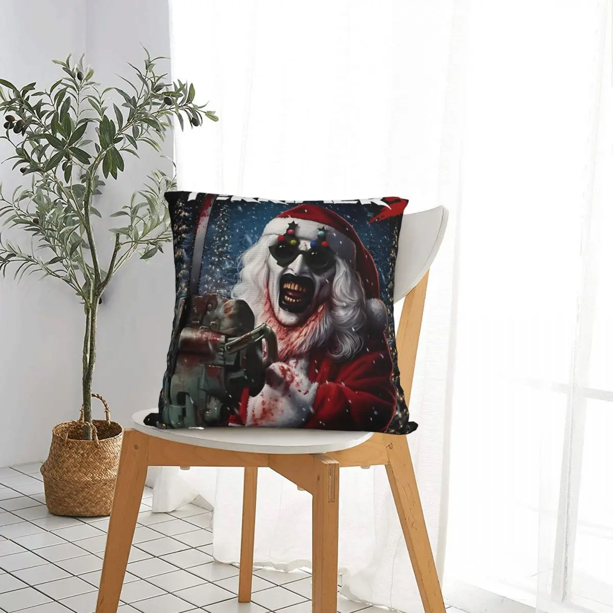 Terrifier 3 Christmas Square Pillow Case Horror Movie Cushion Covers Custom Zippered Decor Pillowcover for Home 40*40cm