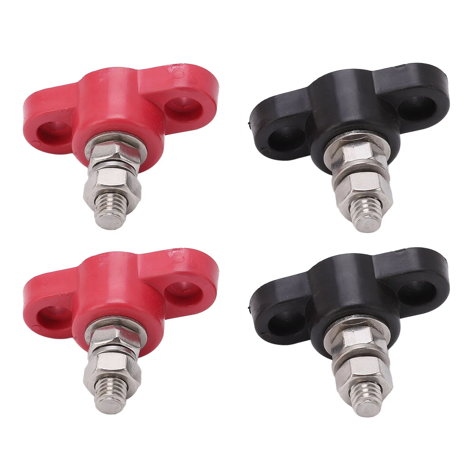 Bloco terminal de distribuição de energia, 4 unidades, blocos terminais de bateria 12v 24v seguro vermelho preto power stud bloco de junção de bateria post