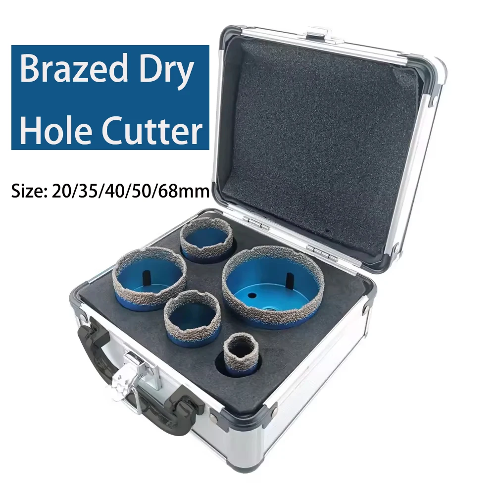 5Pcs Dry Drill M14 Thread Brazing Hole Saw Set For Drilling Holes Porcelain Tiles Granite Marble Vitrified Tile Drill Bits Tools