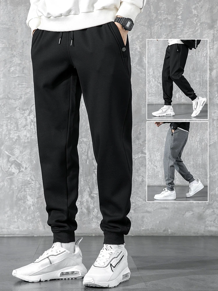 Joggers gruesos y cálidos de lana para hombre, pantalones de chándal de talla grande con bolsillos con cremallera, pantalón largo de chándal de algodón, pantalones térmicos informales 8XL