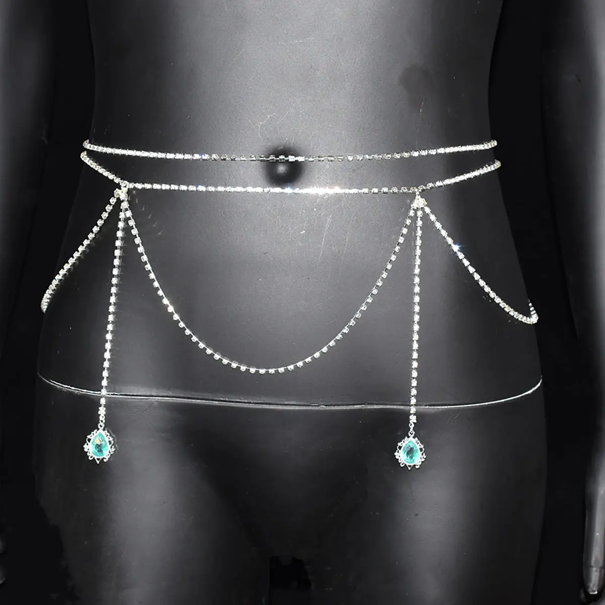 Sexy Rhinestone Bra Waist Chain Set Sparkle Trend Ladies Belly Body Jewelry Music Festival Beach Bikini Party Dress Accessories view 5