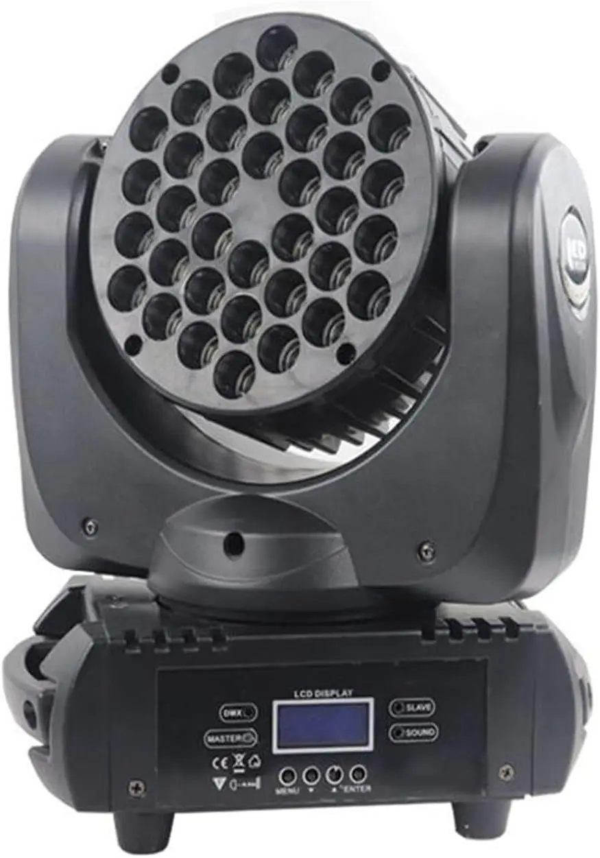 

JUNMAN 36x3W RGBW Led Beam Moving Head DJ Disco Stage Wash Light DMX512 9/16 Channels Effect Lighting