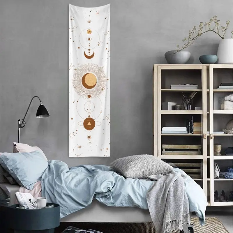 VIKAMA Mysterious Sun Moon Star Chart Long Strip Tapestry Background Cloth Wall Decoration Entrance Room Decoration