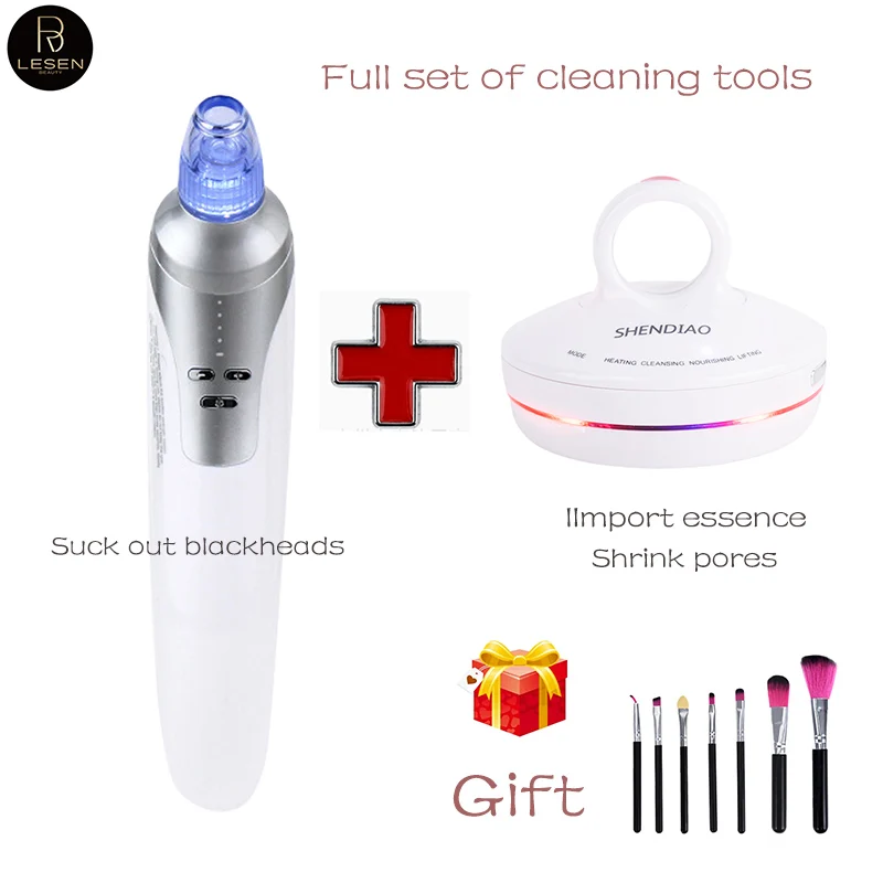 Un juego completo de herramientas de limpieza para eliminar puntos negros de la cara, limpiador de poros al vacío, infusor para infundir la esencia, contracción de poros