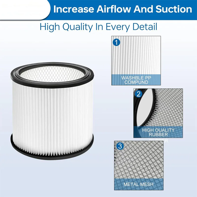 فلتر بديل لـ Shop-Vac 90350 90304 90333 بديل يناسب معظم المكانس الكهربائية الرطبة والجافة 5 جالون وما فوق