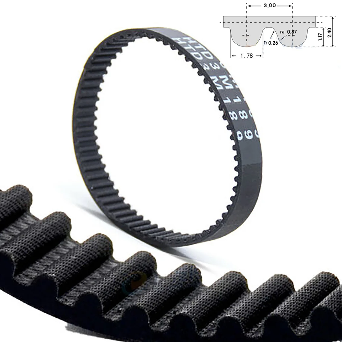 

1/2/5Pcs HTD3M Width 15mm Teeth 75-177 Black Rubber Closed Loop Timing Belt Perimeter 225mm to 531mm For CNC/Step Motor