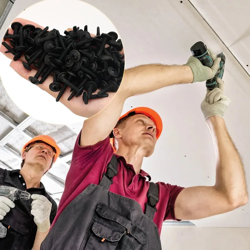 مجموعة متنوعة من مسامير الحفر الذاتي من الفولاذ المقاوم للصدأ برأس مسطح مستدير قفل برغي ذاتي التنصت لأداة إصلاح الصفائح المعدنية الخشبية