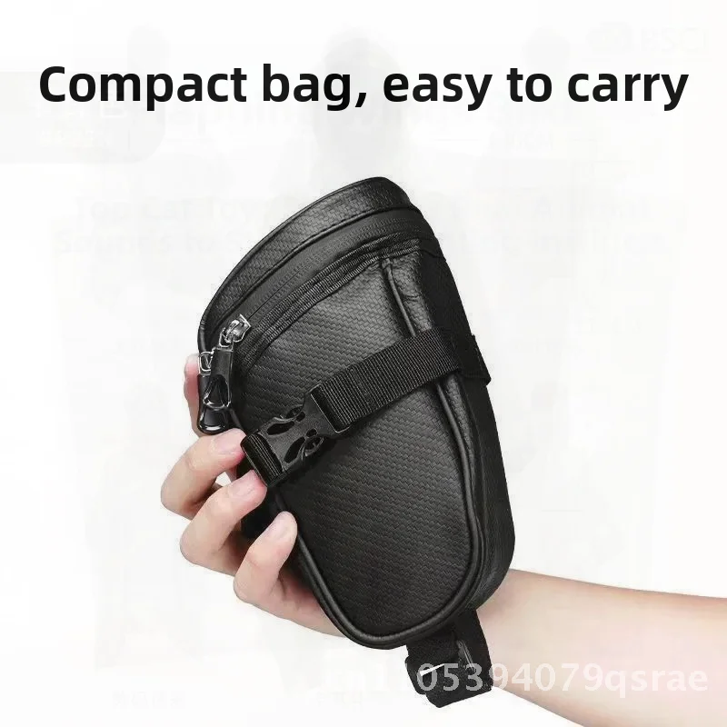 

Large Capacity Waterproof Bicycle Tail Bag Quick Release Mountain & Road Bike Rear Storage Bag Black Leather Tool Storage