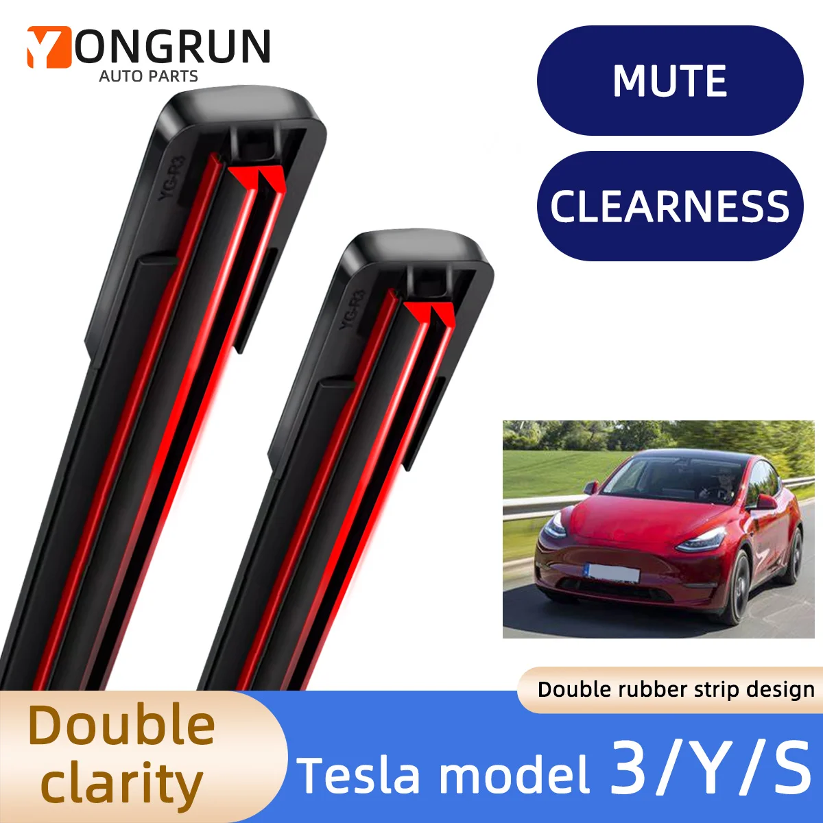 Front Wipers For Tesla Model 3/Y/S Wiper Blade Rubber Car Windshield Windscreen Accessories